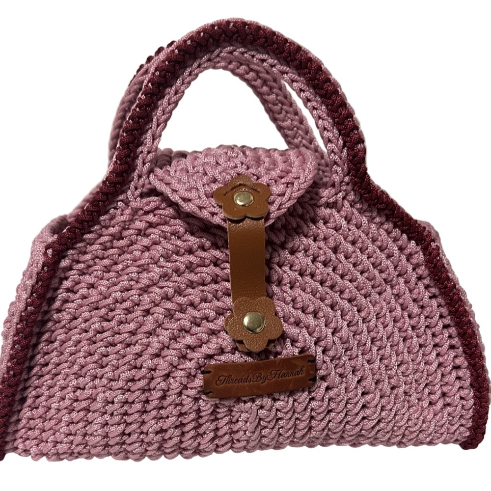 Handmade Pink Half Moon Clutch Handbag